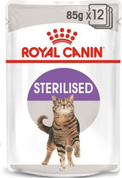 Produktbild von Royal Canin Sterilisiert Nassfutter für erwachsene Katzen mit Stückchen in Gelee zur Gewichtskontrolle 12x85g