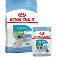 Produktbild von Royal Canin X-Small Puppy Trockenfutter 1,5kg und Mini Puppy Welpen Futter in Soße 12x85g - 12 x 85 g