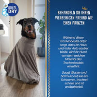 Produktbild von Royal Dry Mikrofaser-Hundetrockenbeutel mit Klettverschluss Grau Größe L 75 cm Rückenlänge