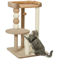 Produktbild von RPSTrading Kratzbaum für Katzen mit 2 Etagen, Spielball, Kratzkugeln und Kratzstamm, Braun, 7 kg