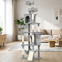 Produktbild von RPSTrading Kratzbaum für Katzen mit 8 Kratzstämmen, 4 Plattformen, 2 Nischen, Leiter und 3 Spielkugeln, 199 cm hoch