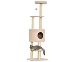 Produktbild von RPSTrading Kratzbaum für Katzen mit Katzenhöhle, Sisalstamm und 4 Spielzeugen, 148 cm Höhe