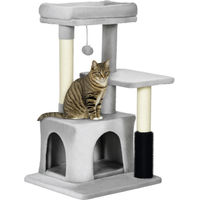 Produktbild von RPSTrading Kratzbaum für Katzen mit Massageecke, Höhle und Sisalsäulen, 85 cm, Hellgrau