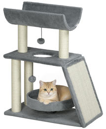 RPSTrading Kratzbaum Katzenbaum mit Katzenbett Hellgrau 60 x 30 x 76 cm – Bild 1 von 1