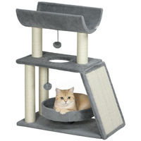 Produktbild von RPSTrading Kratzbaum Katzenbaum mit Katzenbett Hellgrau 60 x 30 x 76 cm