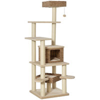 Produktbild von RPSTrading Kratzbaum Katzenhöhle mehrstufig Beige 55 x 55 x 174 cm für Katzen