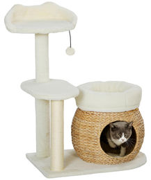 RPSTrading Kratzbaum Katzenhöhle mit Spielball Cremeweiß 60 x 40 x 79 cm – Bild 1 von 1