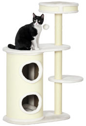 RPSTrading Kratzbaum Kratztonne mit Katzenbett für Katzen Cremeweiß 59x35x100 cm – Bild 1 von 1