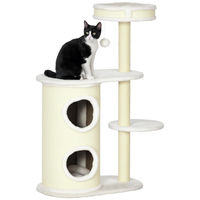 Produktbild von RPSTrading Kratzbaum Kratztonne mit Katzenbett für Katzen Cremeweiß 59x35x100 cm