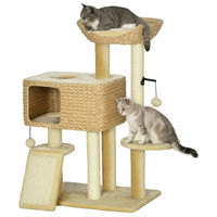 Produktbild von RPSTrading Kratzbaum mit Höhle Liegefläche und Rampe für Katzen Natur Beige 60x40x98 cm
