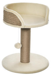 RPSTrading Kratzbaum mit Katzenbett und Spielball in Natur und Cremeweiß 40 x 40 x 49 cm – Bild 1 von 1