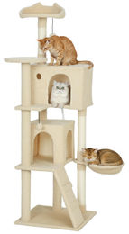 RPSTrading Kratzbaum mit Plüsch-Hängematte für Katzen in Beige 48 x 48 x 160 cm – Bild 1 von 1
