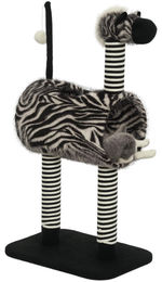 RPSTrading Kratzbaum Zebra Design mit Tunnel und 3 Kratzstämmen Schwarz Weiß für Katzen 48,5x35x93 cm – Bild 1 von 1
