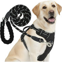 Produktbild von RS Pets Hundegeschirr und Leinen Set Schwarz aus atmungsaktivem Netzgewebe und wasserabweisendem Oxford-Stoff für erwachsene Hunde