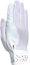 RSL Reithandschuhe Damen aus Ziegenleder in Weiß und Silber Größe M – Bild 1 von 3