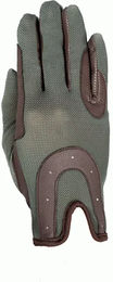 RSL Riders Touch Good Luck Reithandschuhe Unisex Braun Grün Größe S – Bild 1 von 3