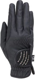 RSL Riders Touch Reithandschuhe mit Glitzersteinen aus Kunstleder Schwarz Taille 6,5 – Bild 1 von 2