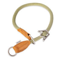 Produktbild von Rudelkönig Erziehungshalsband Emma für große Hunde aus Leder und Nylon wasserabweisend in Grün 55 cm