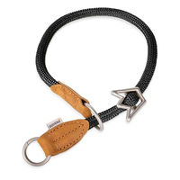 Produktbild von Rudelkönig Hundehalsband Emma Erziehungshalsband aus Leder in Schwarz Größe M 50 cm wasserabweisend