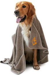 Rudelkönig Hundehandtuch aus Baumwolle Grau mit 6 Taschen für große Hunde 130x75 cm – Bild 1 von 11