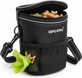 Rudelkönig Leckerlitasche für Hunde - Schwarzer Futterbeutel aus Polyester mit Kotbeutelspender zum Umhängen – Bild 1 von 13