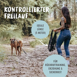Rudelkönig Schleppleine für Hunde aus Nylon mit Griffpolsterung 5m Schwarz - 5 m – Bild 1 von 9