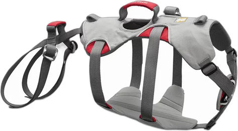 Produktbild von Ruffwear DoubleBack Hundegeschirr Sicherheitsgeschirr Grau Größe M mit Aluminium-Elementen
