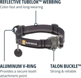 Ruffwear Top Rope Hundehalsband für kleine Hunde und Welpen in Grau Größe S – Bild 1 von 6