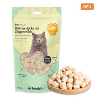 Produktbild von RumbleBox Gefriergetrocknete Hähnchenstücke mit laktosefreier Ziegenmilch Katzensnack ohne Getreide und Zucker 50g
