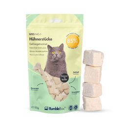 RumbleBox Gefriergetrocknete Hühnerbrust-Stücke Monoprotein Katzensnack ohne Getreide und Zucker 50 g – Bild 1 von 7