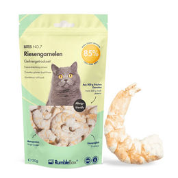 Produktbild von RumbleBox Gefriergetrocknete Riesengarnele Monoprotein Leckerli für alle Altersstufen 50g