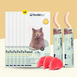RumbleBox Schleckies Katzen Leckerlis mit Thunfisch Creme Paste getreidefrei und zuckerfrei Sparbox XXL 6x75g – Bild 1 von 7