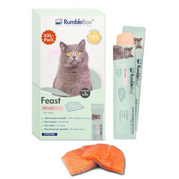 RumbleBox Schleckies Lachs Creme Leckerli für Katzen getreidefrei und zuckerfrei Sparbox XXL 6x75g – Bild 1 von 7