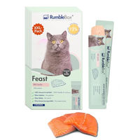 Produktbild von RumbleBox Schleckies Lachs Creme Leckerli für Katzen getreidefrei und zuckerfrei Sparbox XXL 6x75g