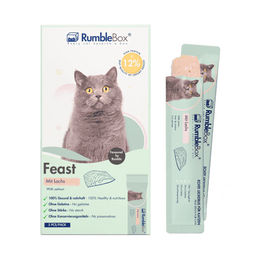 RumbleBox Schleckies Lachs Creme Leckerli für Katzen mit Haut & Fell sowie Immunsystem 75g – Bild 1 von 7