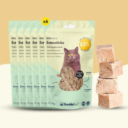 RumbleBox XXL Gefriergetrocknete Katzensnacks Entenstücke Monoprotein ohne Getreide und Zucker 6x50g – Bild 1 von 7
