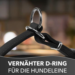 Rund & Weich Zugstopp Erziehungshalsband für Hunde aus Leder Schwarz Größe L 55cm - 1 Stk. – Bild 1 von 6