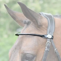 Produktbild von Runder glänzender Stirnriemen aus Leder für Pferde Jump'In in Braun oder Schwarz
