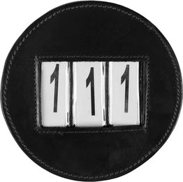 Produktbild von Rundes Reiter-Nummertableau HORKA aus Leder in Schwarz