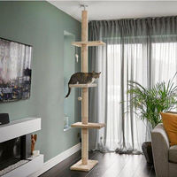 Produktbild von Runesol Katzenbaum Beige mit 3 Plattformen und Sisal sowie Deckenspanner 240-288cm