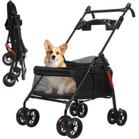 Produktbild von Rutaqian Hundebuggy und Katzenbuggy faltbar mit Sonnenschutz für kleine Rassen in Schwarz