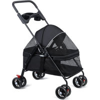 Produktbild von Rutaqian Hundebuggy und Katzenbuggy für Mittel- und Kleinhunde mit Becherhalter, faltbar und atmungsaktiv, Schwarz