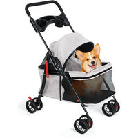 Produktbild von Rutaqian Hundebuggy und Katzenbuggy klappbar aus Oxford-Gewebe grau für kleine Hunde und Katzen bis 10kg