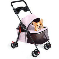 Produktbild von Rutaqian Hundebuggy und Katzenbuggy klappbar für kleine Hunde und Katzen bis 10kg in Rosa