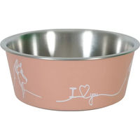 Produktbild von Rutschfester Edelstahl Futternapf für Hunde Zolux Love in Blau oder Rosa