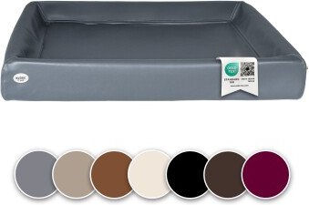 SABRO Hundebett KUDDE Kunstleder grau 1 m, 1,2 m – Bild 1 von 3
