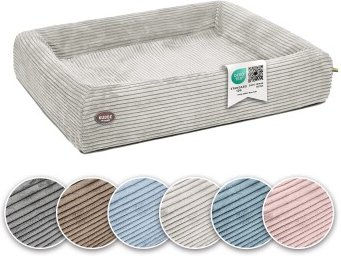 SABRO Hundekorb KUDDE Orthopädisch - Waschbar & Wasserabweisend - Ergonomisch aus, Cord, Premium Hundebett mit wechselbarem Bezug für jede Hundegröße – Bild 1 von 3