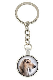 Saluki Schlüsselanhänger mit Foto, silberfarben – Bild 1 von 4