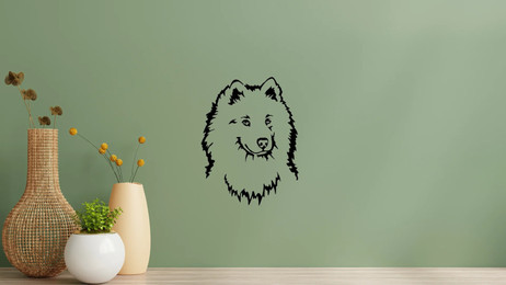 Produktbild von Samojede Kopf Wandtattoo Wandbild Wandsticker Wandaufkleber Wanddekoration