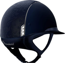 Produktbild von Samshield Miss Shield Shadowmatt mit Flower Leder Top und Blason, 5 Swarovski vorne Reithelm